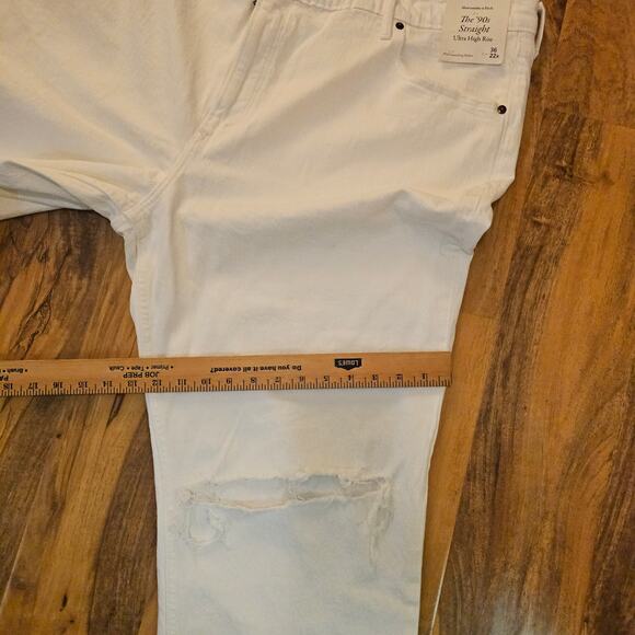Abercrombie&Fitch NWT 36/22R White 90's Straight Ultra High Rise DistressedPants - Picture 13 of 13